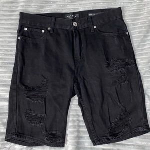Men’s black denim shorts